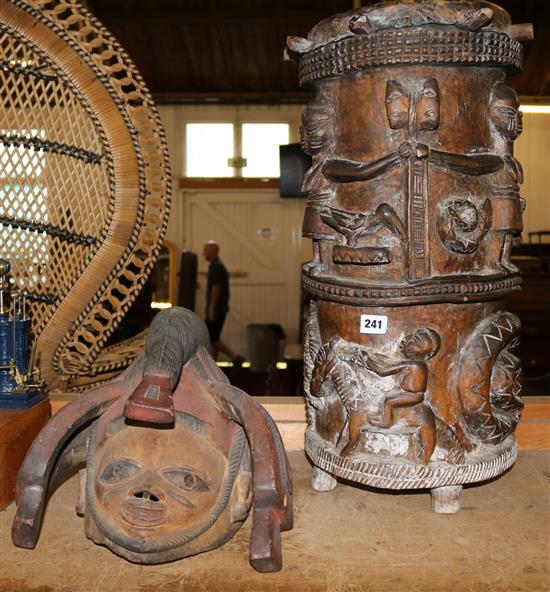 Nigerian carving & a drum